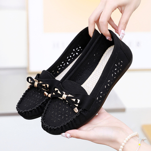 女豆豆鞋夏季网眼妈妈凉鞋平底防滑老北京布鞋百搭休闲工作女网鞋