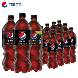 百事可乐零度极度1l*12大瓶碳酸饮料树莓青柠味无糖汽水包邮