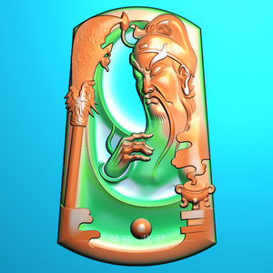 玉雕侧脸关公大刀吕布赵云 三国关羽岳飞武将 浮雕图精雕图jdp