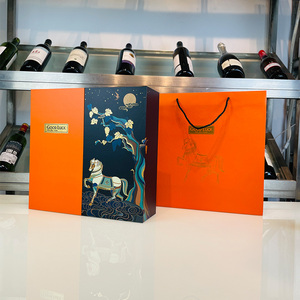 高档红酒包装礼盒葡萄酒盒子带杯礼品盒双支装皮盒礼盒定制酒杯盒
