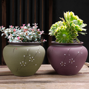 粗陶多肉花盆特价清仓肉肉绿植物老庄大号创意个性陶罐蝴蝶兰盆栽