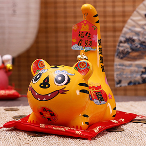 生肖老虎存钱罐摆件2022年新年礼物虎年萌虎吉祥物装饰品陶瓷定制