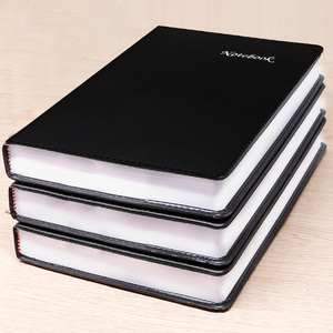 加大号超厚笔记本子黑皮记事本16开黑色皮面本简约加厚硬皮超大日记本