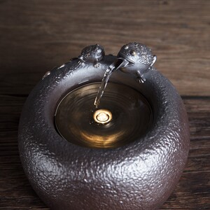 万仟堂流水器陶瓷流水摆件加湿器 创意家居装饰流水 蟾语