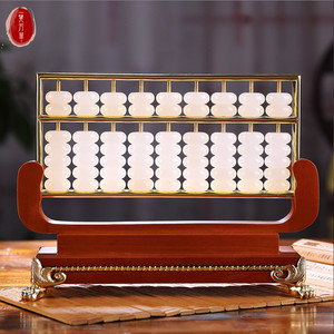 guleya白玉算盘摆设品玉石客厅收藏摆件乔迁开业商务纪念礼品