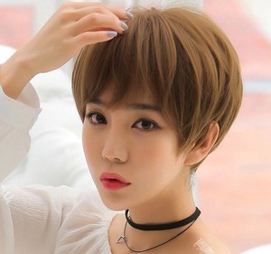 假发头套式发套时尚棕色浅公主中分假短发短款中性男生新款超短