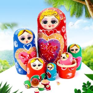 益智套筒涂色娃娃小姑娘孩子商品收藏品时尚套娃多层大号木制套