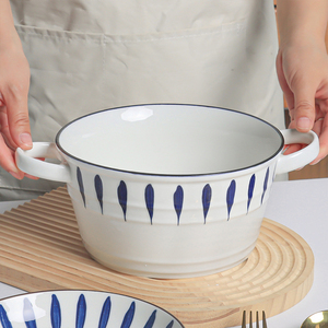 怀瑾汤碗家用2023新款陶瓷碗餐具双耳大碗泡面碗汤盆酸菜鱼大盆碗