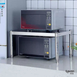 厨房不锈钢单层置物架电磁炉增高微波炉架烤箱碗碟收纳橱柜分割架