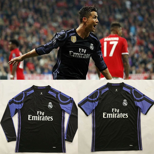 皇马16-17客场黑欧冠球衣7号c罗纳尔多莫德里奇复古经典足球队服
