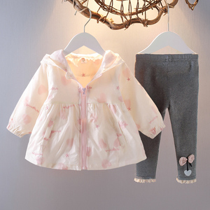 儿童风衣春秋装婴儿公主外套套装一二岁女宝宝春装女童洋气两件套