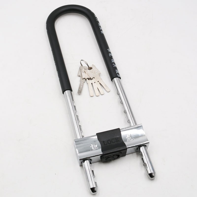 恒龙玻璃大门锁u型锁双门u形锁加长摩托车锁插锁u型锁655(长)