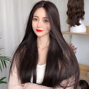 假发女中长发假发套全头套式长直发中分网红八字刘海时尚蓬松自然
