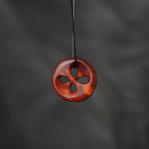 木头恰恰手工雕刻檀木镂空吊坠项链平安扣礼物/可定制