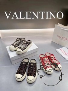 国内现货Valentino华伦天奴 新款女鞋老花字母拼色帆布鞋女板鞋男