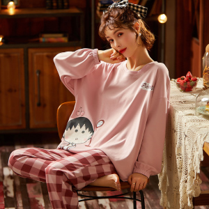 官网夏娃之秀睡衣女春秋季纯棉长袖可爱秋冬女士大码家居服薄款