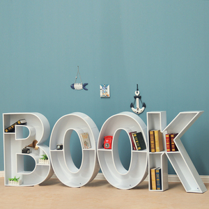 儿童书架创意学校图书馆墙上落地展示架铁艺字母数字文字logo书柜