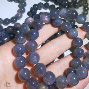 天然原矿进口紫光拉长石手链紫彩闪光石单圈手串稀有小众ins饰品1