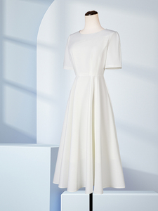 高端精致白色连衣裙女夏2024新款礼服裙显瘦气质女神范领证小白裙