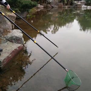 户外抄网竿伸缩杆捕鱼杆双杆一体单杆收缩短节打鱼捞鱼加长全套xs