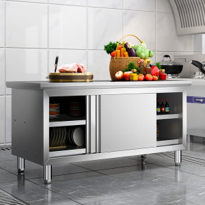 不锈钢餐边柜橱柜储物柜商用饭店切菜架子面餐厅厨房大排档碗柜架