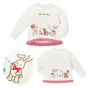 miki童装 2022年新款日式女童纯棉卡通CS大兔子小鹿刺绣长袖卫衣