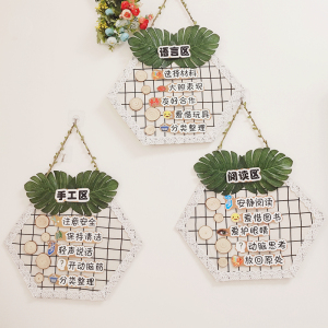 区角规则牌幼儿园教室创意指示牌区角牌ins森系装饰牌吊饰标识牌