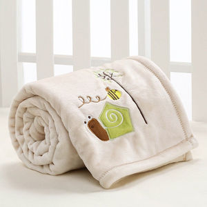朴眠毛毯儿童毯绣花毯婴儿童毯办公室午睡毯子小蜗慢慢-奶黄100*1