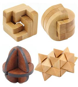 益智玩具木质鲁班锁孔明锁 三人行 环环相扣 轮回 双子星分区包邮