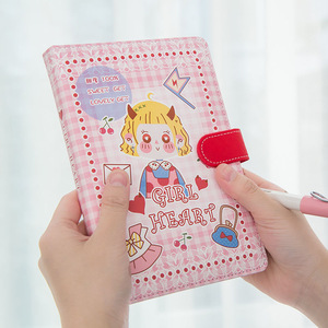 少女心手帐本彩页插画磁扣笔记本pu手账卡通可爱日记本韩国笔记本加厚