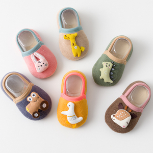 宝宝地板袜鞋冬季加绒加厚可爱超萌儿童婴儿袜子鞋室内防滑学步