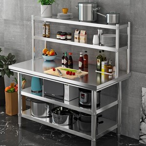 不锈钢台面立架奶茶厨房工作台收纳台上架子二三层调料置物架货架