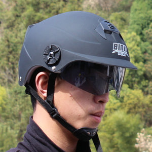 摩托车头盔头灰帽子男性夏天夏季透气遮阳防雨轻便式双镜片