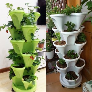 可种植组合的立体多层叠加塑料花盆阳台种菜盆菜盆带移动花盆托盘