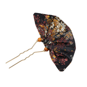 宫廷风锦面缎刺绣发簪绣花双叉发簪复古扇形汉服新中式发饰簪子女