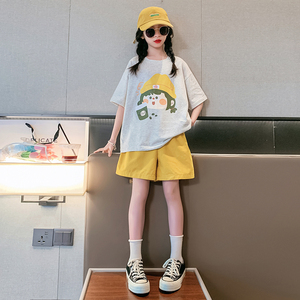 女童夏季短袖短裤运动服套装中大童时髦洋气夏款儿童韩版休闲夏装