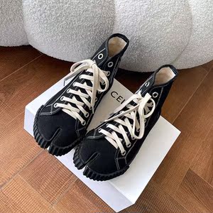 mm6分趾鞋高帮男女同款猪蹄鞋2021秋冬新款齿轮底tabi分趾帆布鞋