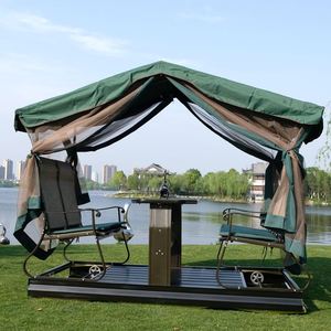 户外动力摇椅庭院摇动式四人秋千桌椅带顶蓬户外别墅动摇桌摇椅