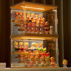 盲盒收纳展示架带灯手办泡泡玛特展示柜公仔立牌玩偶收纳架墙面柜