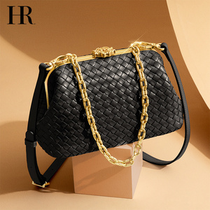 hr赫莲娜手工编织包女2021夏时尚大容量腋下包轻奢单肩斜挎女士包