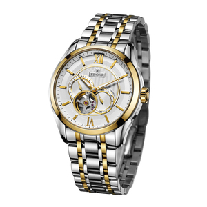 依波(ebohr)正品10690215自动机械表男表间金色镂空表1069