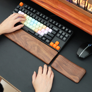 键盘手托 滑鼠标垫护腕垫60/87/104键机械键盘手托木质掌枕垫拖架