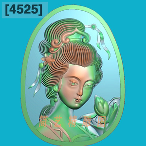 4525新仙女仕女精雕图玉雕圣女观音电脑雕刻浮雕图美女头像灰度图