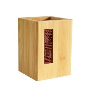 中式竹子笔筒复古天然木质竹制中国风日历毛笔创意书桌摆件收纳盒
