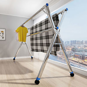 阳台收缩式凉衣服的新款晾衣架落地可移动可折叠晒被子衣支架挂杆