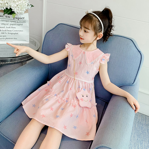 韩系女童连衣裙夏季五六七八十10岁粉色小女孩公主裙子甜美高级感