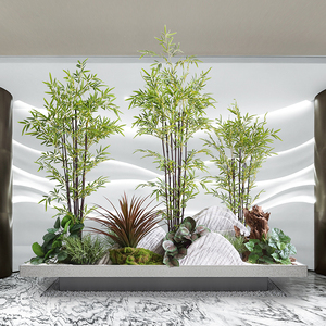 罗曼妈妈北欧室内仿真竹子盆栽紫色杆落地假绿植客厅玄关装饰摆件