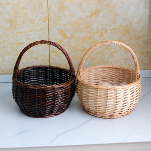 柳藤编织手提篮子鸡蛋花篮收纳筐收纳篮厨房客厅杂物收纳