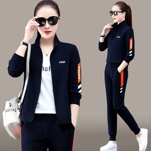 耐克联名运动套装女春秋2023新款时尚洋气大码宽松跑步卫衣三件套