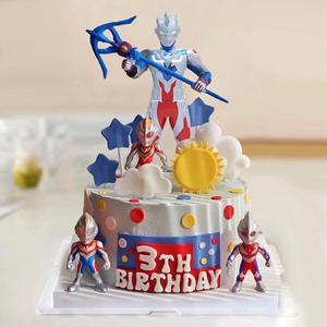 奥特英雄蛋糕装饰摆件超人宇宙英雄卡通儿童生日男孩派对甜品装扮